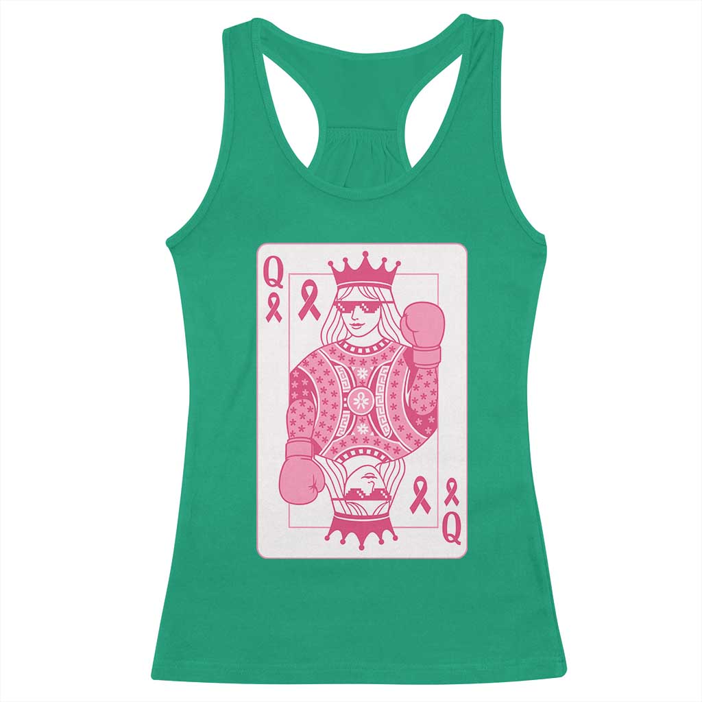Breast Cancer Awareness Racerback Tank Top Queen Of Pink Ribbon Blackjack Cards Poker TS10 Irish Green Print Your Wear