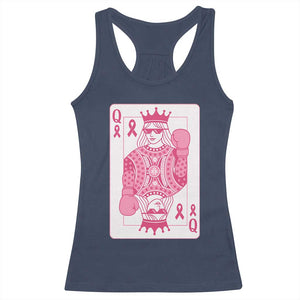 Breast Cancer Awareness Racerback Tank Top Queen Of Pink Ribbon Blackjack Cards Poker TS10 Navy Print Your Wear