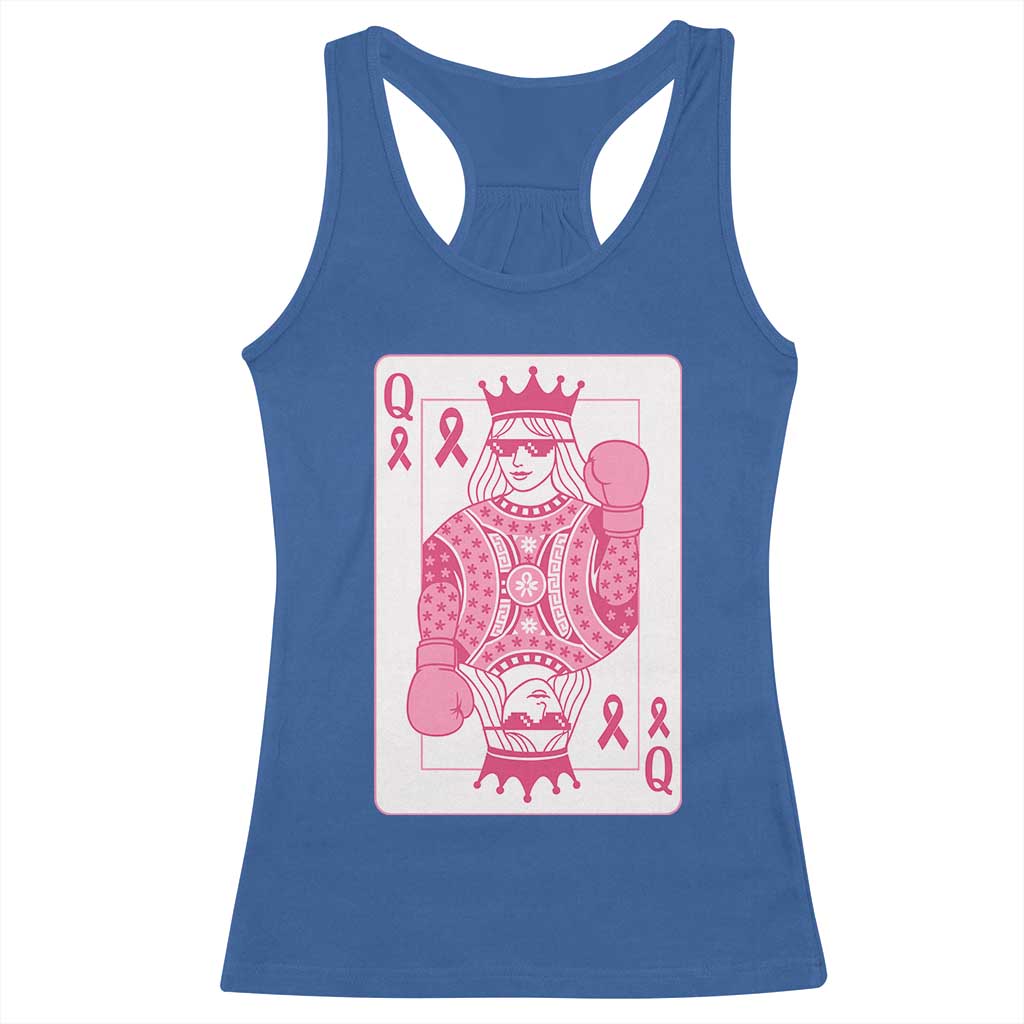 Breast Cancer Awareness Racerback Tank Top Queen Of Pink Ribbon Blackjack Cards Poker TS10 Royal Blue Print Your Wear