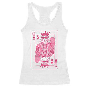 Breast Cancer Awareness Racerback Tank Top Queen Of Pink Ribbon Blackjack Cards Poker TS10 White Print Your Wear