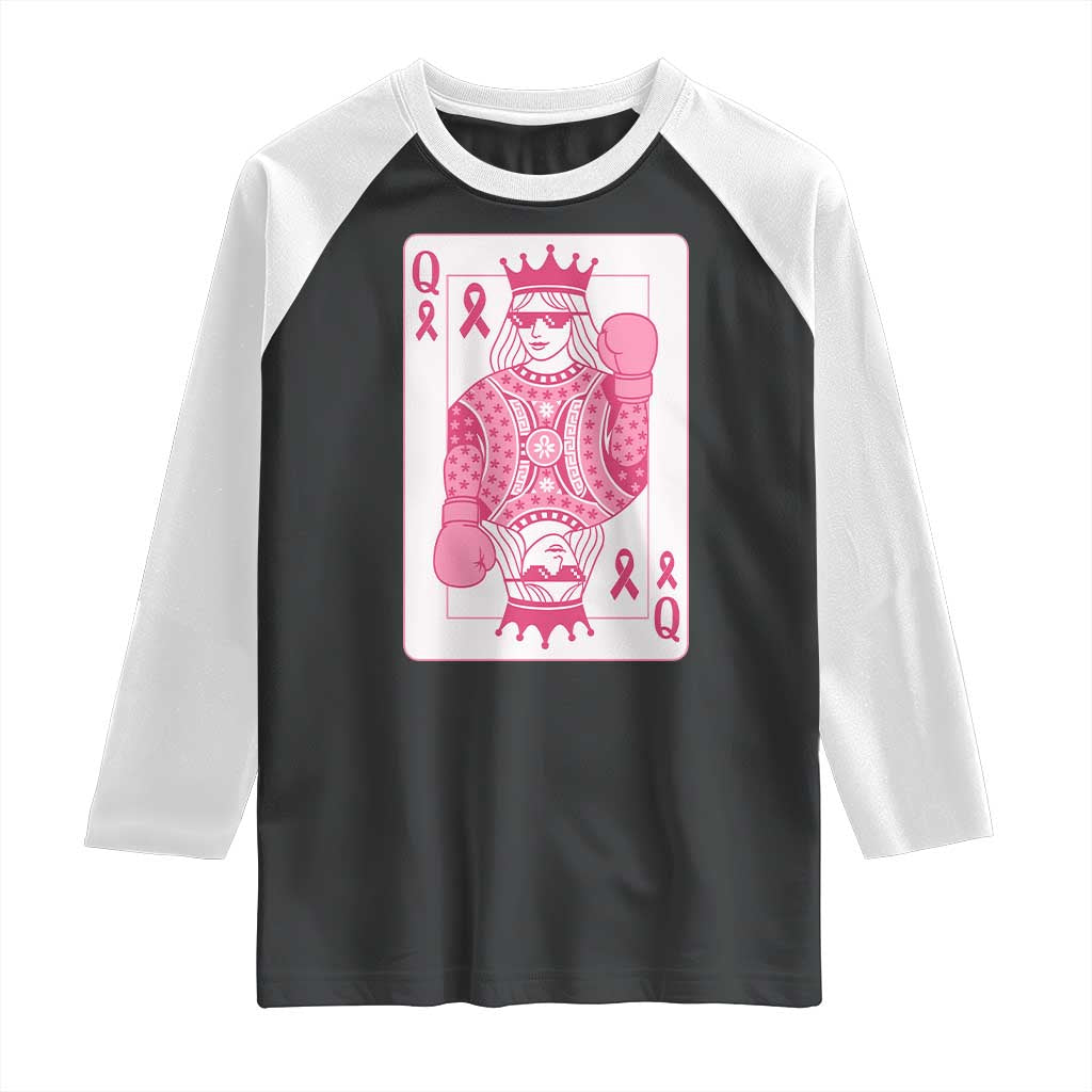 Breast Cancer Awareness Raglan Shirt Queen Of Pink Ribbon Blackjack Cards Poker TS10 Black White Print Your Wear