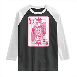Breast Cancer Awareness Raglan Shirt Queen Of Pink Ribbon Blackjack Cards Poker TS10 Black White Print Your Wear