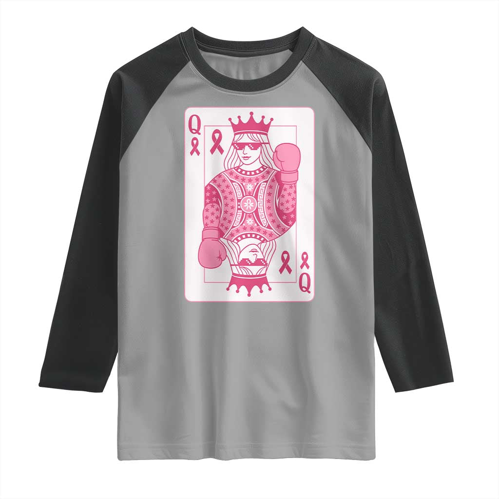 Breast Cancer Awareness Raglan Shirt Queen Of Pink Ribbon Blackjack Cards Poker TS10 Sport Gray Black Print Your Wear