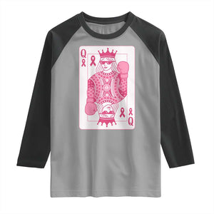 Breast Cancer Awareness Raglan Shirt Queen Of Pink Ribbon Blackjack Cards Poker TS10 Sport Gray Black Print Your Wear