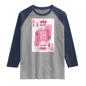 Breast Cancer Awareness Raglan Shirt Queen Of Pink Ribbon Blackjack Cards Poker TS10 Sport Gray Navy Print Your Wear