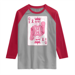 Breast Cancer Awareness Raglan Shirt Queen Of Pink Ribbon Blackjack Cards Poker TS10 Sport Gray Red Print Your Wear