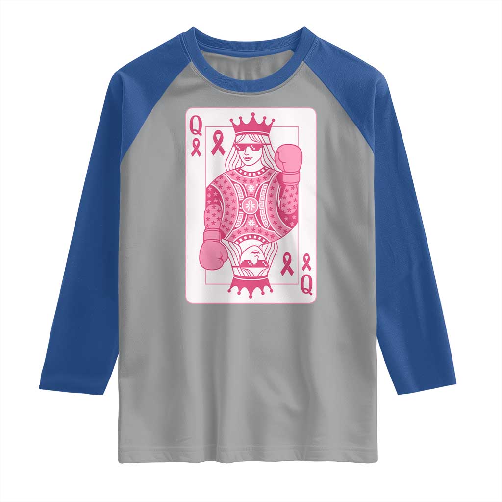Breast Cancer Awareness Raglan Shirt Queen Of Pink Ribbon Blackjack Cards Poker TS10 Sport Gray Royal Print Your Wear