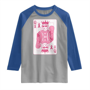 Breast Cancer Awareness Raglan Shirt Queen Of Pink Ribbon Blackjack Cards Poker TS10 Sport Gray Royal Print Your Wear