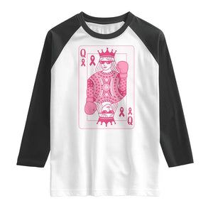 Breast Cancer Awareness Raglan Shirt Queen Of Pink Ribbon Blackjack Cards Poker TS10 White Black Print Your Wear