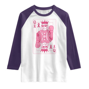 Breast Cancer Awareness Raglan Shirt Queen Of Pink Ribbon Blackjack Cards Poker TS10 White Purple Print Your Wear