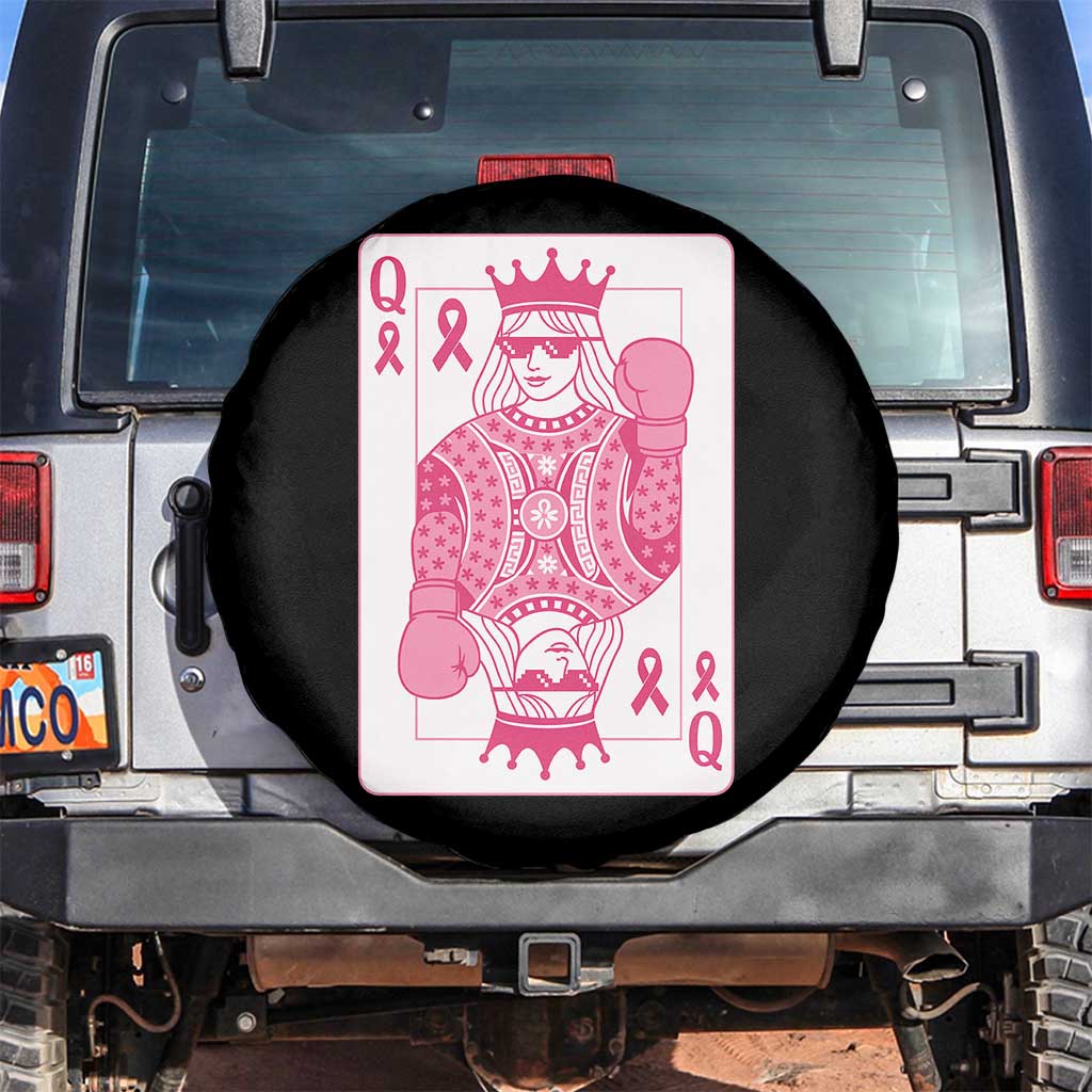 Breast Cancer Awareness Spare Tire Cover Queen Of Pink Ribbon Blackjack Cards Poker TS10 No hole Black Print Your Wear