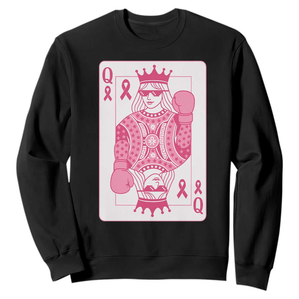 Breast Cancer Awareness Sweatshirt Queen Of Pink Ribbon Blackjack Cards Poker TS10 Black Print Your Wear