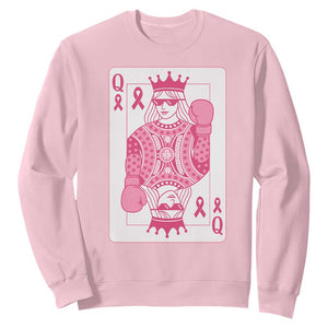 Breast Cancer Awareness Sweatshirt Queen Of Pink Ribbon Blackjack Cards Poker TS10 Light Pink Print Your Wear