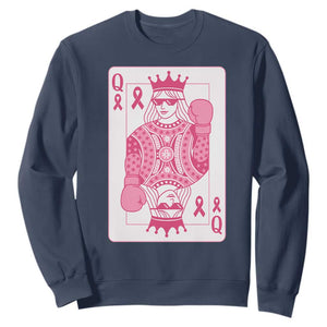 Breast Cancer Awareness Sweatshirt Queen Of Pink Ribbon Blackjack Cards Poker TS10 Navy Print Your Wear