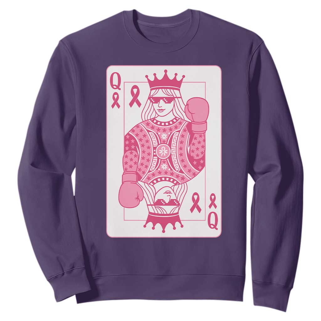 Breast Cancer Awareness Sweatshirt Queen Of Pink Ribbon Blackjack Cards Poker TS10 Purple Print Your Wear