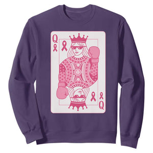 Breast Cancer Awareness Sweatshirt Queen Of Pink Ribbon Blackjack Cards Poker TS10 Purple Print Your Wear