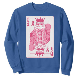 Breast Cancer Awareness Sweatshirt Queen Of Pink Ribbon Blackjack Cards Poker TS10 Royal Blue Print Your Wear