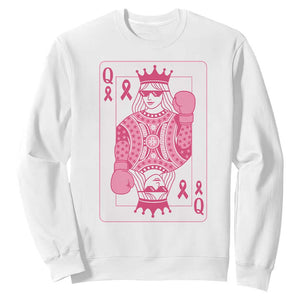 Breast Cancer Awareness Sweatshirt Queen Of Pink Ribbon Blackjack Cards Poker TS10 White Print Your Wear