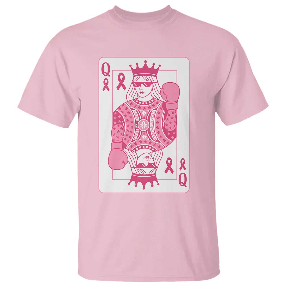 Breast Cancer Awareness T Shirt Queen Of Pink Ribbon Blackjack Cards Poker TS10 Light Pink Print Your Wear
