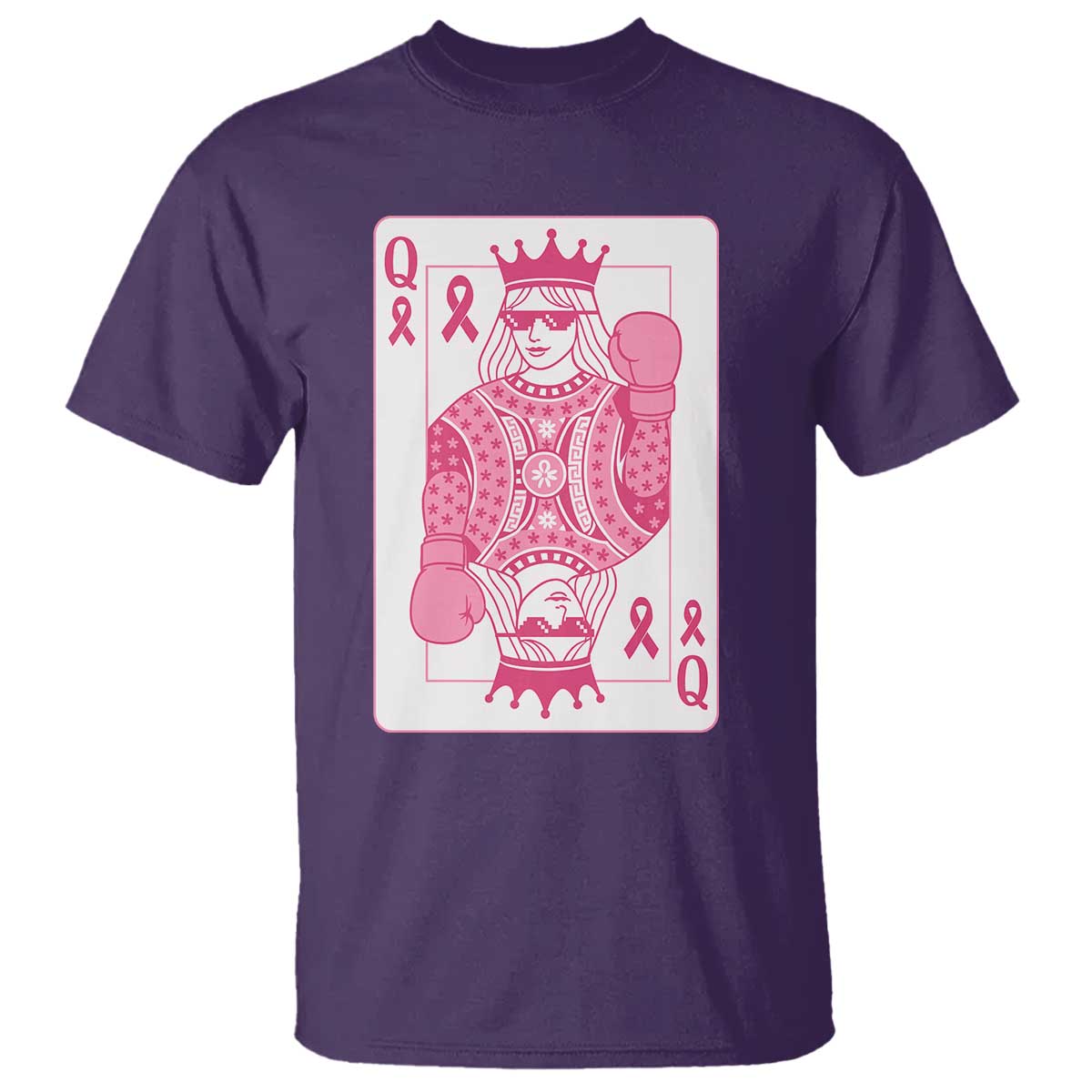 Breast Cancer Awareness T Shirt Queen Of Pink Ribbon Blackjack Cards Poker TS10 Purple Print Your Wear
