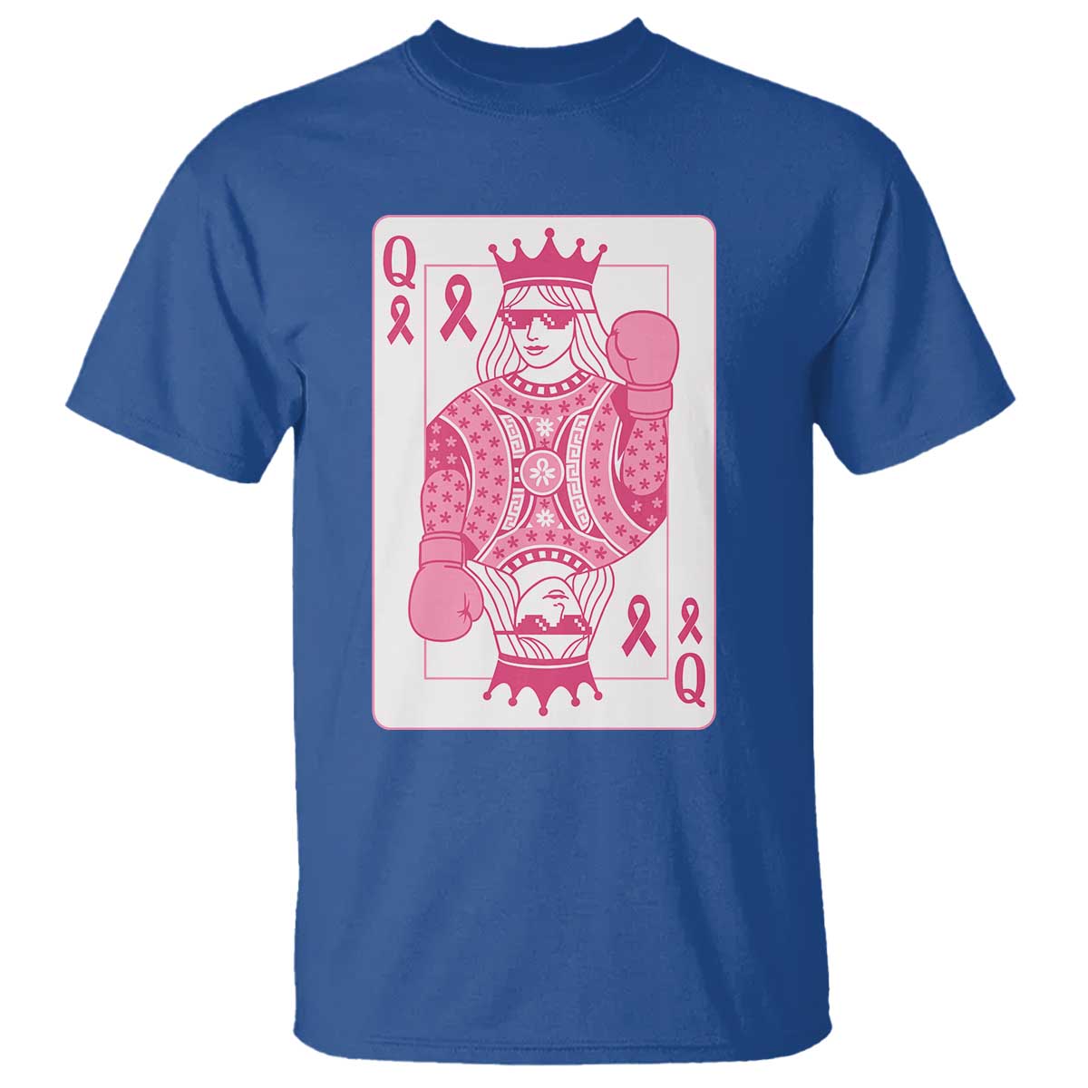 Breast Cancer Awareness T Shirt Queen Of Pink Ribbon Blackjack Cards Poker TS10 Royal Blue Print Your Wear