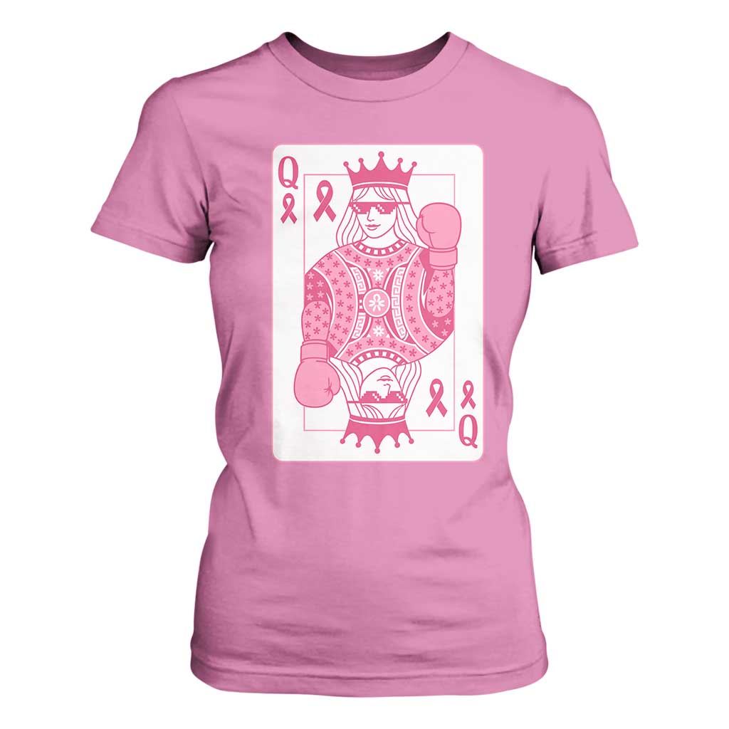 Breast Cancer Awareness T Shirt For Women Queen Of Pink Ribbon Blackjack Cards Poker TS10 Azalea Print Your Wear