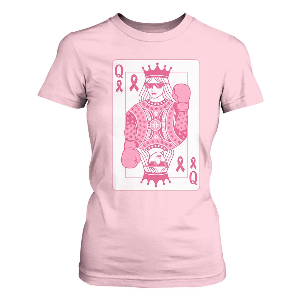 Breast Cancer Awareness T Shirt For Women Queen Of Pink Ribbon Blackjack Cards Poker TS10 Light Pink Print Your Wear