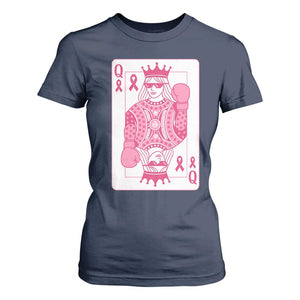 Breast Cancer Awareness T Shirt For Women Queen Of Pink Ribbon Blackjack Cards Poker TS10 Navy Print Your Wear