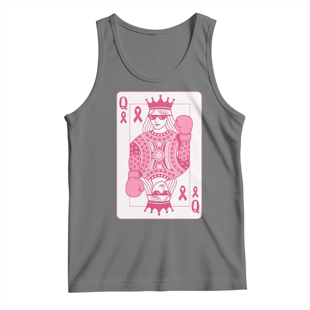 Breast Cancer Awareness Tank Top Queen Of Pink Ribbon Blackjack Cards Poker TS10 Black Heather Print Your Wear