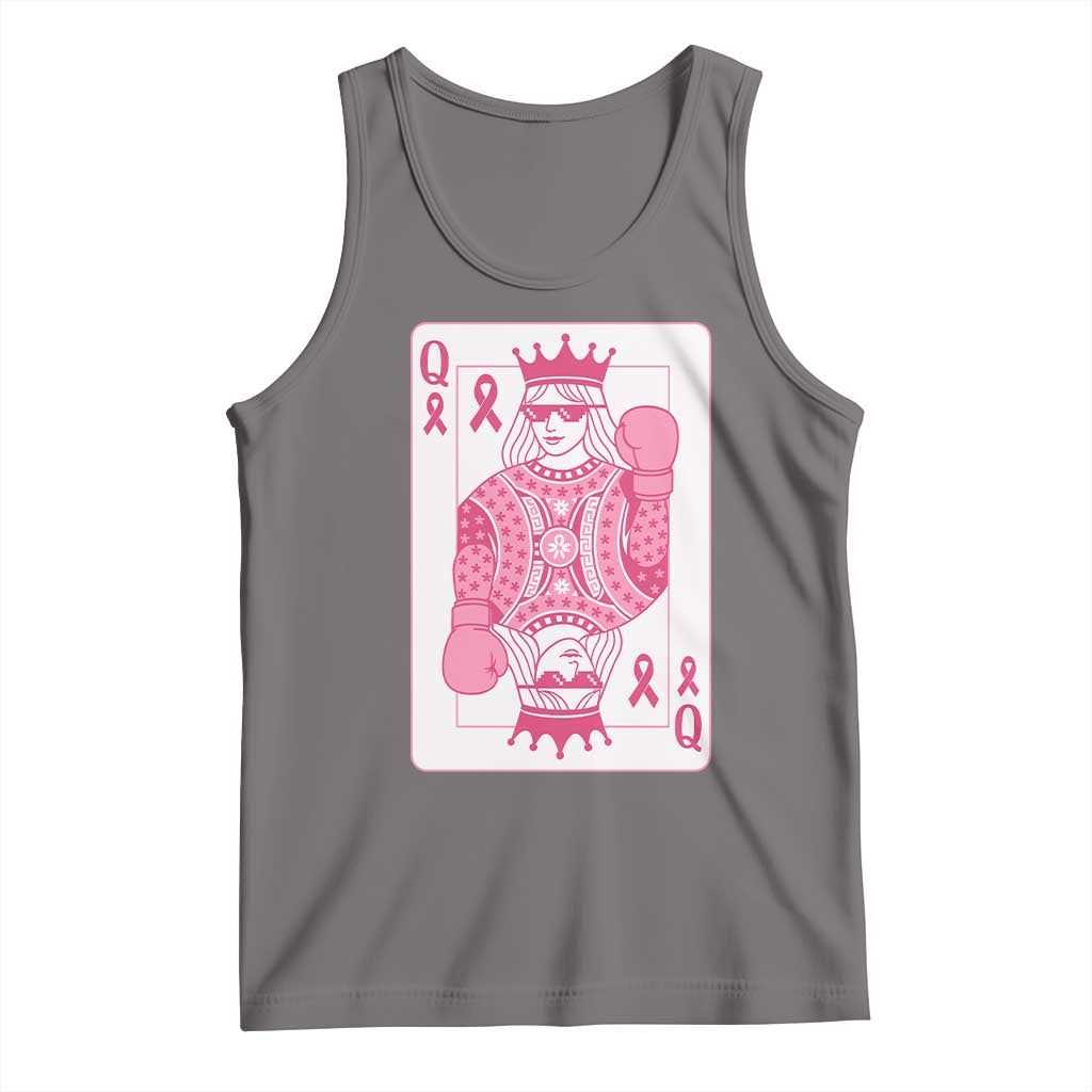 Breast Cancer Awareness Tank Top Queen Of Pink Ribbon Blackjack Cards Poker TS10 Deep Heather Print Your Wear