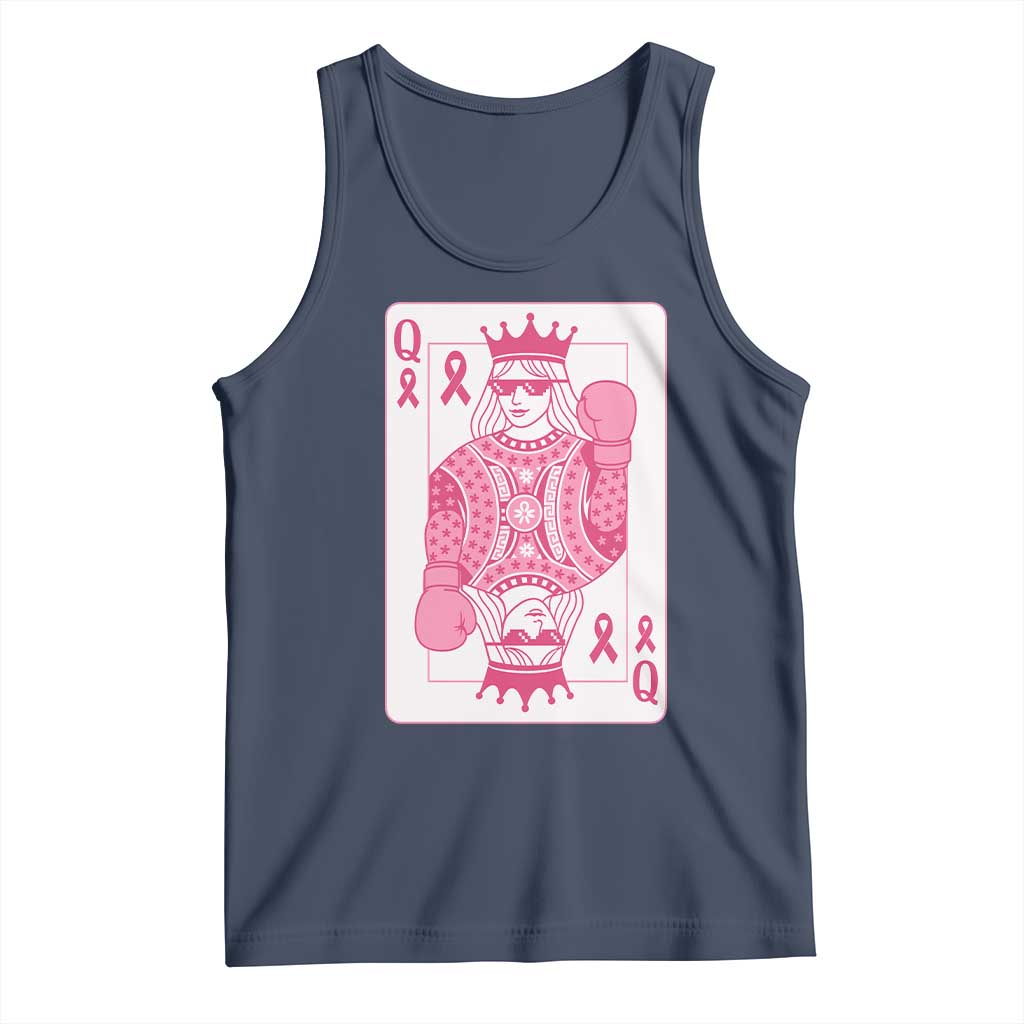 Breast Cancer Awareness Tank Top Queen Of Pink Ribbon Blackjack Cards Poker TS10 Navy Print Your Wear