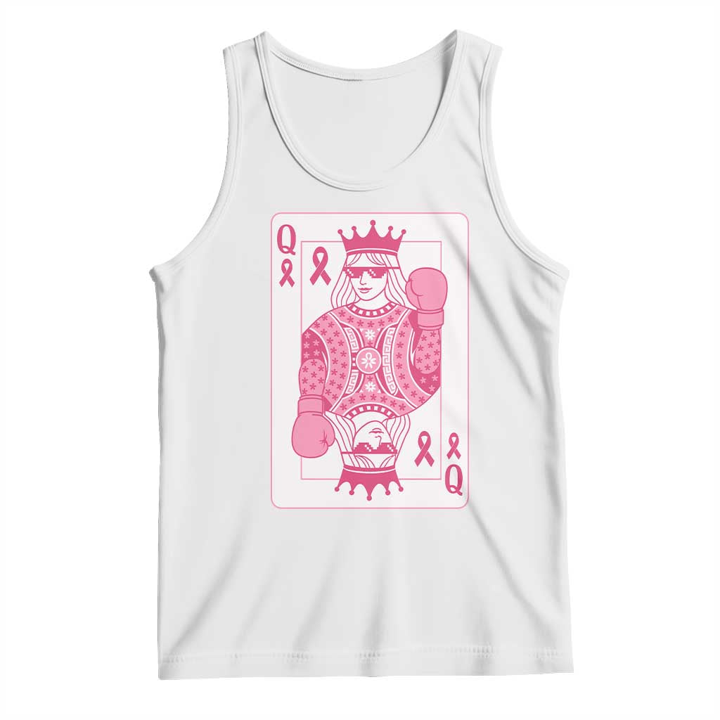 Breast Cancer Awareness Tank Top Queen Of Pink Ribbon Blackjack Cards Poker TS10 White Print Your Wear