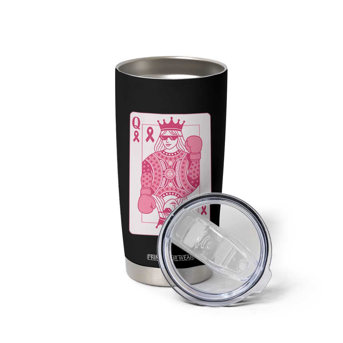 Breast Cancer Awareness Tumbler Cup Queen Of Pink Ribbon Blackjack Cards Poker TS10 Print Your Wear