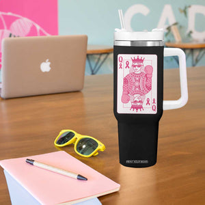 Breast Cancer Awareness Tumbler With Handle Queen Of Pink Ribbon Blackjack Cards Poker TS10 Print Your Wear