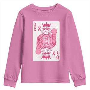 Breast Cancer Awareness Youth Sweatshirt Queen Of Pink Ribbon Blackjack Cards Poker TS10 Azalea Print Your Wear