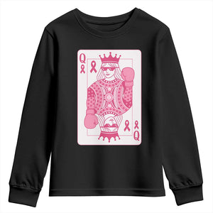 Breast Cancer Awareness Youth Sweatshirt Queen Of Pink Ribbon Blackjack Cards Poker TS10 Black Print Your Wear