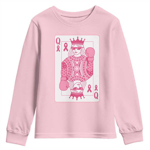 Breast Cancer Awareness Youth Sweatshirt Queen Of Pink Ribbon Blackjack Cards Poker TS10 Light Pink Print Your Wear