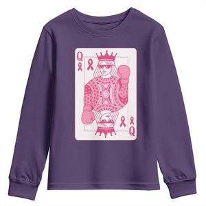 Breast Cancer Awareness Youth Sweatshirt Queen Of Pink Ribbon Blackjack Cards Poker TS10 Purple Print Your Wear