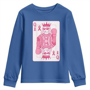 Breast Cancer Awareness Youth Sweatshirt Queen Of Pink Ribbon Blackjack Cards Poker TS10 Royal Blue Print Your Wear