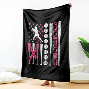 Baseball Breast Cancer Throw Blanket Pink Ribbon Strike Out Breast Cancer American Flag TS10 Print Your Wear