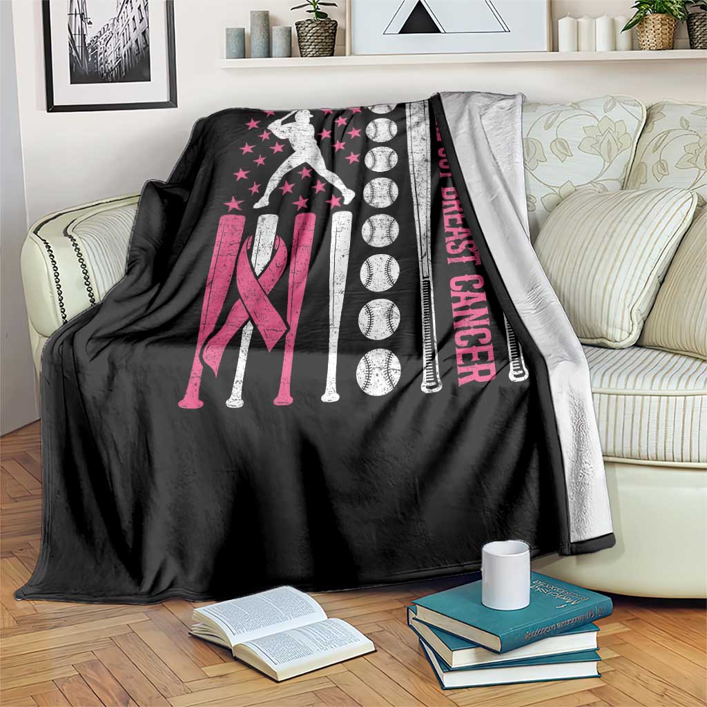 Baseball Breast Cancer Throw Blanket Pink Ribbon Strike Out Breast Cancer American Flag TS10 Print Your Wear