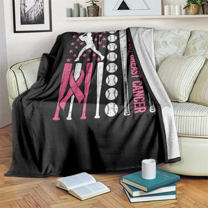 Baseball Breast Cancer Throw Blanket Pink Ribbon Strike Out Breast Cancer American Flag TS10 Print Your Wear