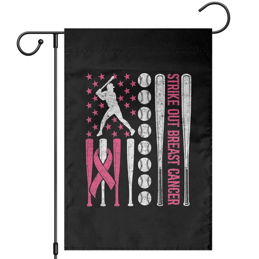 Baseball Breast Cancer Garden Flag Pink Ribbon Strike Out Breast Cancer American Flag TS10 Black Print Your Wear