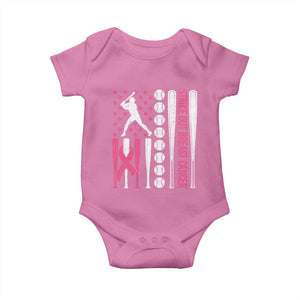 Baseball Breast Cancer Baby Onesie Pink Ribbon Strike Out Breast Cancer American Flag TS10 Azalea Print Your Wear