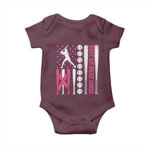 Baseball Breast Cancer Baby Onesie Pink Ribbon Strike Out Breast Cancer American Flag TS10 Maroon Print Your Wear