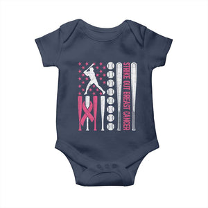 Baseball Breast Cancer Baby Onesie Pink Ribbon Strike Out Breast Cancer American Flag TS10 Navy Print Your Wear