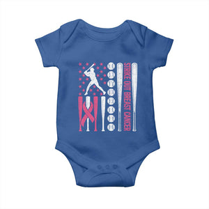 Baseball Breast Cancer Baby Onesie Pink Ribbon Strike Out Breast Cancer American Flag TS10 Royal Blue Print Your Wear