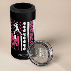 Baseball Breast Cancer 4 in 1 Can Cooler Tumbler Pink Ribbon Strike Out Breast Cancer American Flag TS10 Print Your Wear