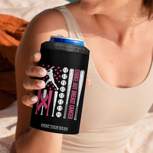 Baseball Breast Cancer 4 in 1 Can Cooler Tumbler Pink Ribbon Strike Out Breast Cancer American Flag TS10 Print Your Wear