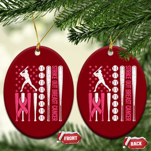 Baseball Breast Cancer Ceramic Ornament Pink Ribbon Strike Out Breast Cancer American Flag TS10 Print Your Wear